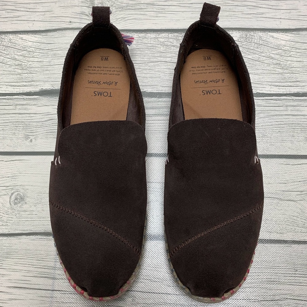 Toms Suede Deconstructed Alpargata Brown Sz 8